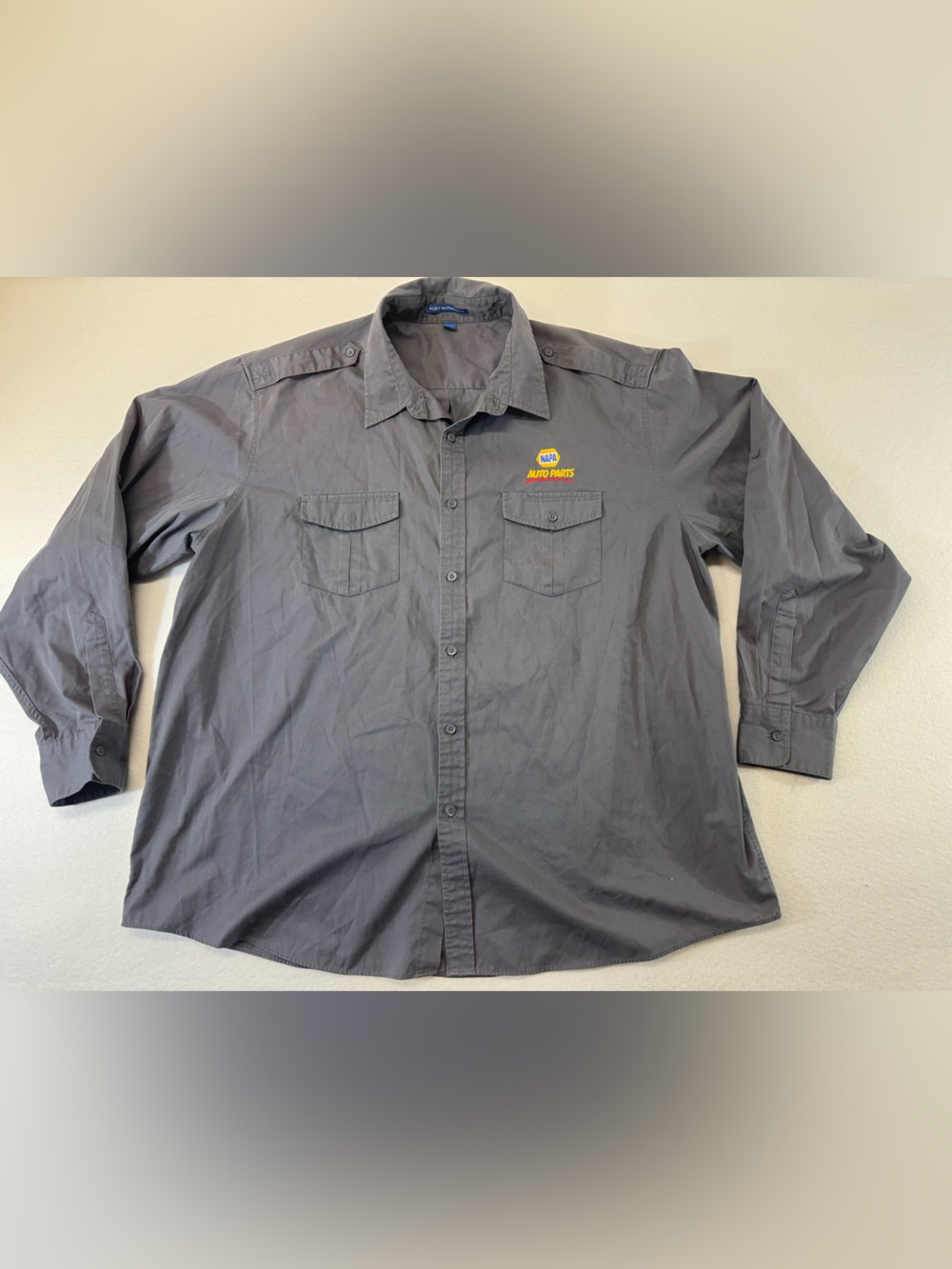 Port Authority NAPA auto parts logo long-Sleeve button down Work Shirt denim